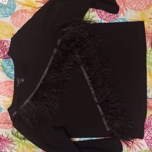 COPY - Very interesting fashion forward feathery black top